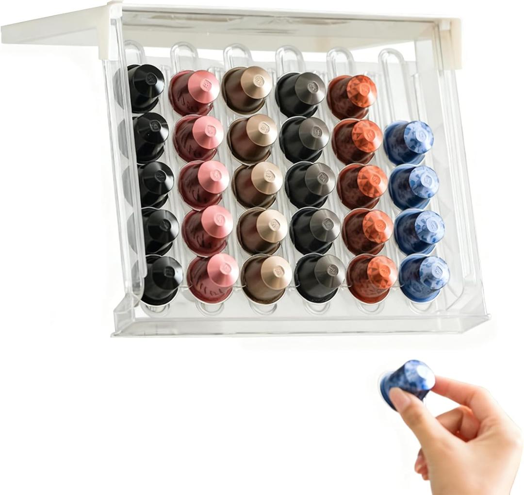 K Cup Holder Coffee Pod Holder Drawer-style Storage White 30 Pods Capacity