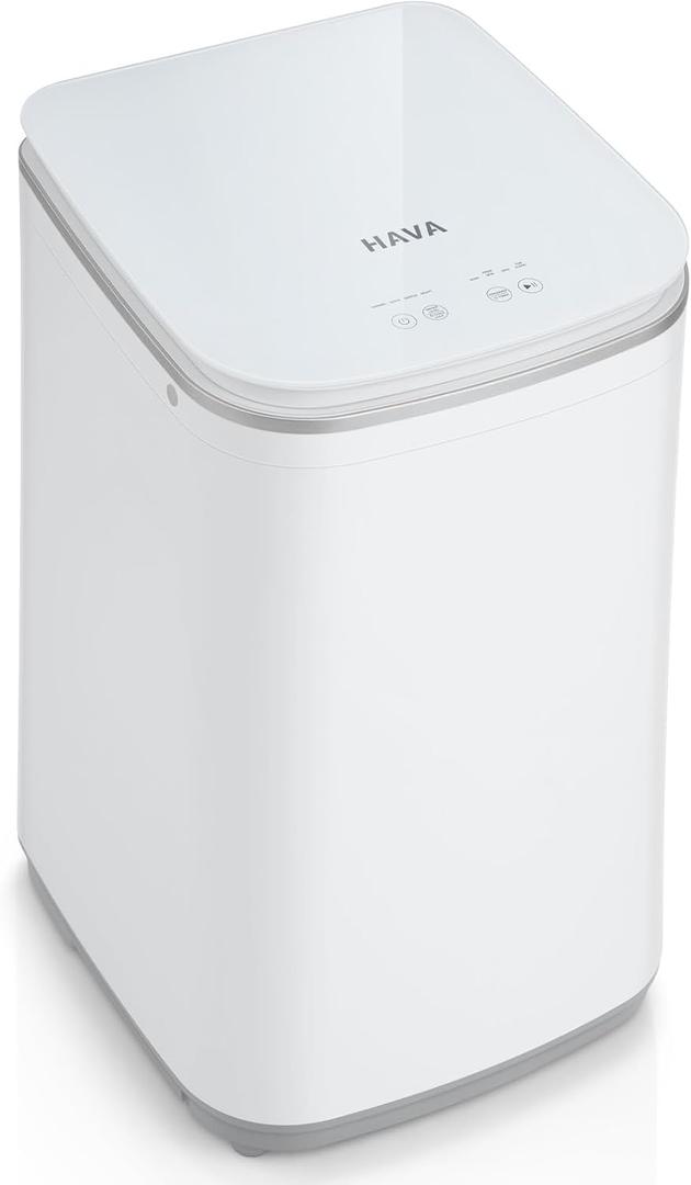 HAVA Portable Washing Machine 0.8 Cu. Ft. Capacity Mini Washer & Spin Dryer | 104 °F & 140 °F Hot Wash Options, Upward Drainage, 8 Automatic Wash Programs, Space Saving for Apartments, Dorms and RVs