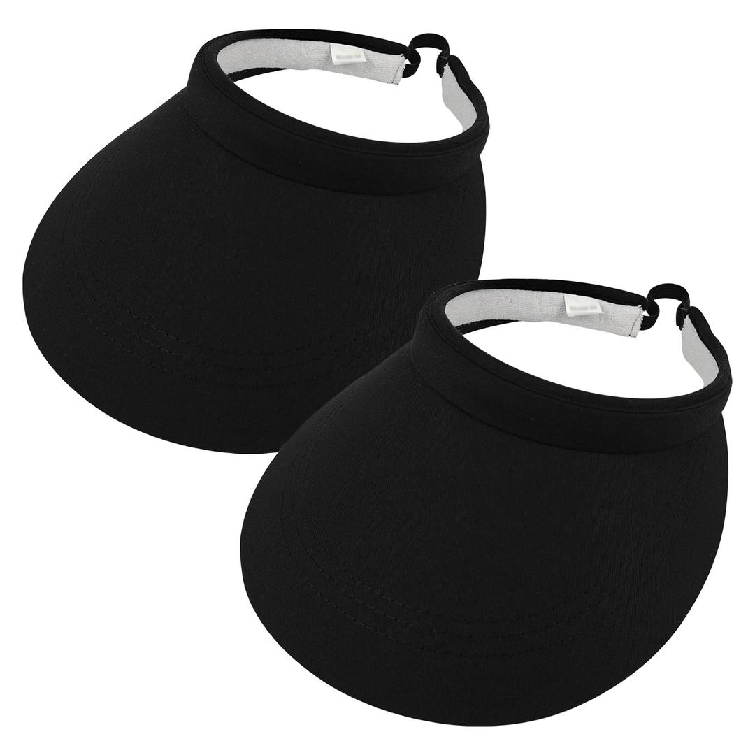 2 Pack Sun Visors Women Wide Brim Clip on Summer Hats Adjustable UV Protection (Butterfly-Black,White)