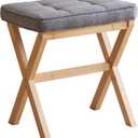 FILWH Foot Stool Small Ottoman Foot Rest Padded Foot Stool Desk Foot Stool for Under Office Desk Vanity Stool Bamboo Footstool Sofa Footrest Shoe Stool Small Foot Stools (Natural Legs + Gray)