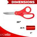 Crutello Giant Ribbon Cutting Ceremony Kit 20"Giant Scissor Set with Sharp, Red Handled Durable XL Scissors, and 30 Feet of Oversized 4"Wide Red Ribbon