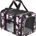 Petmolico Cat Carrier Soft-Sided Pet Bag for Small Medium Cats Puppies 16LBs - Airline Approved Cat Travel Carrier 3 Open Doors (Large,Pink Peony)