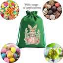 12 Pcs Easter Bunny Gift Bag with Drawstring, Easter Bags Burlap, Party Favor Birthday Decoration Reusable Rabbit Linen Goody Gift Bags with Double Jute Drawstrings, Treat Goodie Bag for Some Bunny Is One Easter Baby Shower Candy Garden Tea Party, 5x7 inch