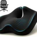 SitCushion Ergonomic Seat Cushion for Sciatica & Tailbone Pain Relief – Extra Large Memory Foam Office Chair Cushion for Long Sitting, Orthopedic Coccyx Cushion for Desk Chair, Car & Wheelchair(Black)