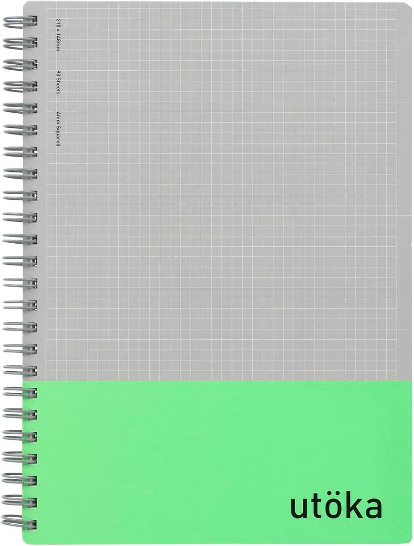 Maruman N460-33 Utoka A5 Notebook, Ring Notebook, 0.2 inch (4 mm) Ruled, Light Green