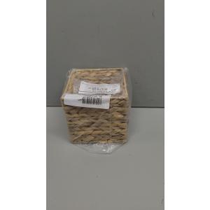 Square Rattan Box, 5.5 x 5.5 X 5.7 inches, Camel