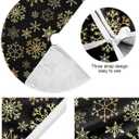 4 x Christmas Tree Skirt 36 Inch Gold Black Snowflake Xmas Tree Mat Christmas Decorations for Xmas Happy New Year Holiday Indoor Party Burlap Tree Skirt Small Ornament (Medium, A001)