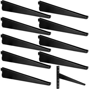 10 Pack Adjustable Shelf Brackets for Double Track System Closet Organization Heavy Duty Wire Shelf Brackets (Black,7 Inches)