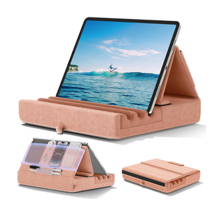 KDD Tablet Pillow Holder, Foldable iPad Stand for Lap, Bed and Desk -Tablet Soft Pad Dock with Pocket & Stylus Mount Compatible with iPad Pro 12.9, 10.5, 9.7 Air Mini 6 5 4 3, Galaxy Tab,E-Reader