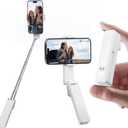 yAyusi Extendable Mini Selfie Stick for iPhone, Pocket Size Portable Selfie Stick with Remote, Compact Phone Selfie Sticks with Phone Holder for Content Creation/Vlog/Video Record/Live Stream (White)