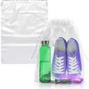 PUREVACY Clear Drawstring Bag, 9 x 12 Inches. 50 Pack Clear Plastic Drawstring Bags. 2 Mil Double Drawstring Clear Bags. Waterproof Bags for Goodies, Travel Essentials, Shoe Organizer Bags