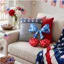 Beeveer 4th of July Patriotic Bow Pillow Cherry Throw Pillow Independence Day Stuffed Pillows, Cute Soft Decorative Cushion Star Red Blue White Room Decor for 250th Anniversary Home Couch Party Decor