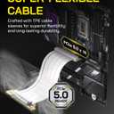 EZDIY-FAB PCIE 5.0 Riser Cable, Ultra-Flexible 128GB/s Bandwidth GPU Extension, Vertical GPU Mount for RTX 5090 4090 & RX 9000, Backwards Compatible PCIE 4.0/3.0,Right Angle-20cm,White