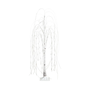 Nearly Natural 4ft. Pre-Lit Artificial White Weeping Willow Tree with 120 Warm White LED Lights