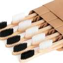 NUDUKO Bamboo Toothbrushes Biodegradable Toothbrush 10 Pack - Eco-Friendly, Natural Wooden Tooth Brush, BPA Free Travel Size Organic Soft Bristle Toothbrush, Soft Toothbrushes for Adults (Black&white)
