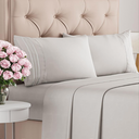 Queen Size 4 Piece Sheet Set  Comfy Breathable & Cooling Bed Sheets Set  Hotel Luxury Bedding for Women, Men, Kids, Teens, Boys & Girls  Deep Pockets, Soft, Wrinkle Free  OekoTex  French Grey