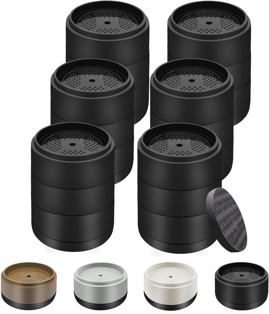 Furniture Risers Bed Risers Heavy Duty 1 inch, 2 inch, 3 inch, 4 inch Round Adjustable Bed Lifts Riser for Desk Legs Table Couch Sofa Chair Refrigerator Washing Machine (1+1+1 Inch, Black, 6 Pack )