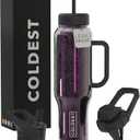 Coldest Tumbler with Handle and Straw, 100% Leak Proof Insulated Tumbler with Lid and Straw (3 Lids), Stainless Steel Tumblers for Women & Men, Cup Holder Friendly, 46 oz (Enchanted Rock)