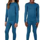 32 Degrees Heat Kids Lightweight Thermal Set  Warm Base Layer Top & Bottom for Cold Weather (X-Small, French Teal)