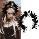 mdgfge Halloween Mary Halo Black Feather Headband Gothic Vintage Headpiece Lolita Ballet Style Swan Hair Accessories for Women Cosplay Masquerade Wedding Party Supplies