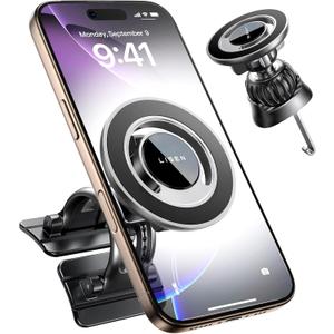 LISEN for MagSafe Car Mount [360° Rotation] Magnetic Phone Holder for Car Vent Phone Mount, Hands Free Phone Mount for Car Accessories, Phone Car Mount for iPhone Includes Vent/Dashboard Mount, Black
