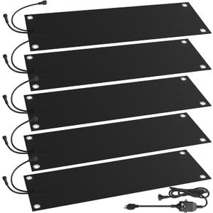 HETFOENT 5 Pcs Heated Snow Melting Mats, 10 x 30 in No-Slip Rubber Heated Outdoor Mats, Snow and Ice Melting Mats for Winter Outdoor Stairs, Steps, Doorways, Walkways, Driveway, 2 in/ h Melting Speed