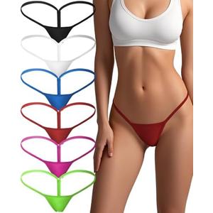 sosusu Cotton Underwear G-string Thong for Women Micro Sexy Ladies Panties Comfortable Stretch Low Rise 6 Pack, Size L