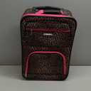 Rockland Fashion Softside Upright Luggage Set, Expandable,Lightweight,Telescopic Handle,Wheel, Pink Leopard, 2-Piece (14/19)
