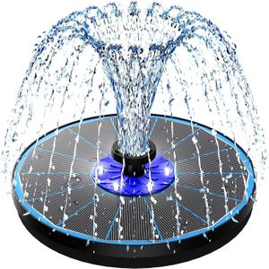 SZMP 3.5W Upgraded Glass Panel Solar Fountain with Auto White LED Night Show, Anti-Drift & Run-Dry Protection, 7 Nozzles Floating Bird Bath Fountain for Garden, Pond, Outdoor (Blue)
