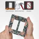 Rougui Decorative Outlet Covers William Morris Green Plant Boho Leaf Pink Peacocks 2 Gang Wall Plate Double Rocker Decora Light Switch Cover Plate Jumbo Dual Electrical GFCI Switch Plate Cover (2-Gang Rocker /4.6 x 4.5 IN)