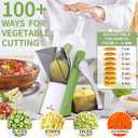 ONCE FOR ALL Safe Mandoline Slicer, Multi Vegetable Chopper, Potato Slicer for Kitchen, 4 Modes 100+ Presets Adjustable Thickness, French Fry Cutter (5 in 1 Green)