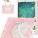 BATYUE Case for iPad 6th Generation 9.7 inch 2018, iPad 5th Gen 2017, iPad Air 2/ iPad Pro 9.7'',Shockproof Protective Cover with Pencil Holder &Rotating Kickstand,for Kids,Girls (Cheery Pink)
