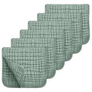 Looxii Muslin Burp Cloths 6 Pack - 20" x 10" - Ultra Soft & Absorbent, 6-Layer 100% Cotton for Spit Up & Drool- Gentle Baby Burping Cloth, Newborn Boys Girls Essentials, Dark Green