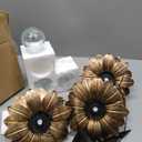 LEWIS&WAYNE Solar Garden Lights Outdoor, 3 Pcs Coppery Lotus Flower Pathway Lamps with Cool White Crackle Glass Globe Led Lights for Patio Pathway Yard Balcony Garden Decorations