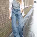 PLNOTME Womens High Waisted Barrel Jeans Casual Loose Boyfriend Wid Leg Denim Pants (4, Light Blue)