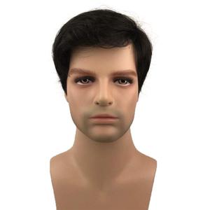 Aimole Mens Wigs Short Black Straight Hair Synthetic Full Wig(2 Black)