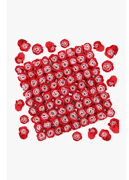 Marsrut 81Pcs Bath Soap Rose Flower, Scented Soap Rose Petals Body Soap for Valentine's Day, Wedding, Anniversary, Birthday, for Her Red