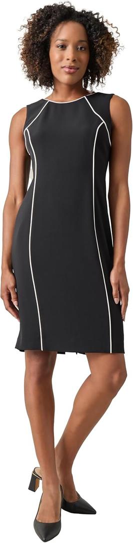 Kasper Women's Sheath W Raglan Seam and Piping (6, Black/Vanilla Ice)
