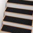 Non Slip Stair Treads for Wooden Steps,15 Pack 8" X 30" Stairs Carpet Treads Indoor with Reusable Peel and Stick Adhesive for Kids Elders and Pets,Polyester TPR Backing (Black)