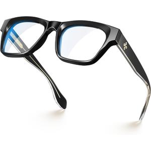 VISOONE Stylish Frame in Multiple Colors Blue Light Blocking Glasses for Men Women BONA (Black)