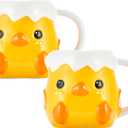 Bico Easter Chicken Hand-Painted Ceramic Mug Set of 2, Microwave & Dishwasher Safe Coffee, Cocoa & Tea Cups