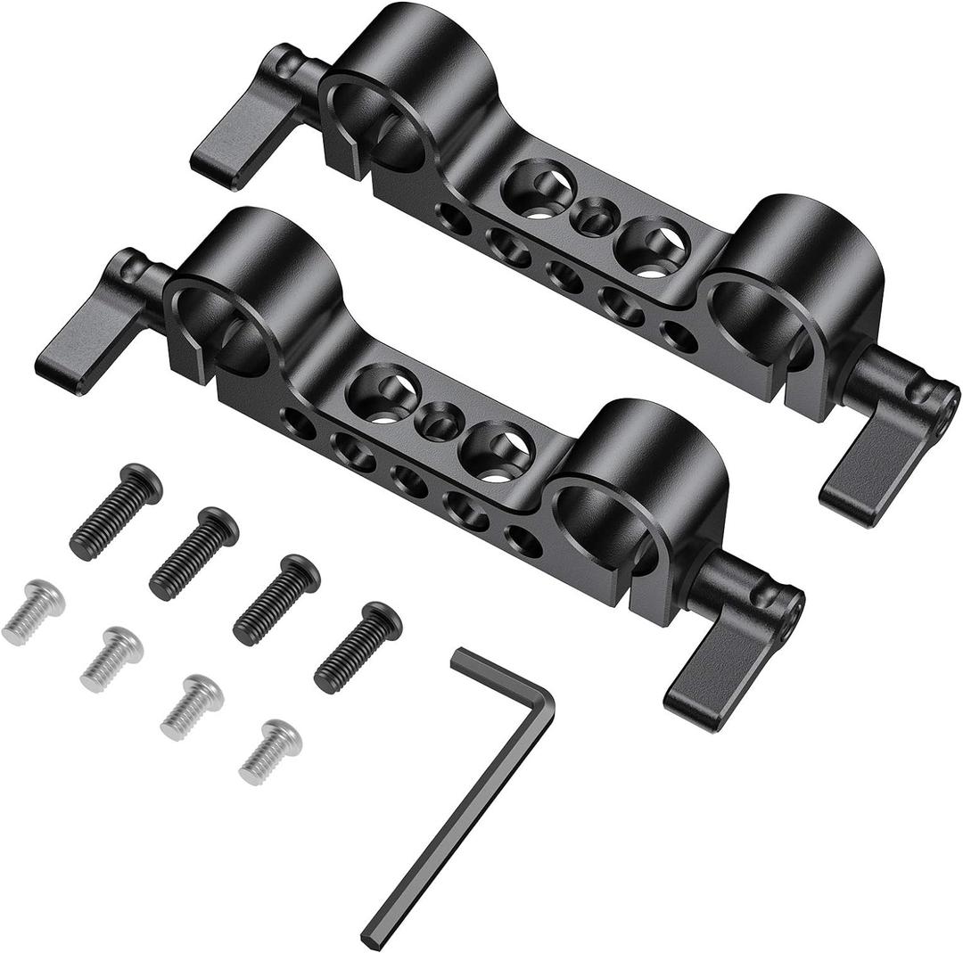 SmallRig Super Lightweight 15mm Railblock, 15mm Rod Clamp with 1/4"-20 Thread for Sony for Canon and Other 15mm DSLR Camera Rig Shoulder Support Rail System, Pack of 2