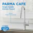 Gerber Parma Caf Single Handle Kitchen Faucet with Pull-Down Sprayer High Arc, Contemporary Style, Easy 1-Hole Install in Chrome, D454058