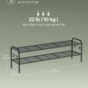 SONGMICS Shoe Rack, 2-Tier Shoe Organizer, Metal Shoe Shelf Storage with 4 Side Hooks, Holds 18 Pairs of Shoes, Height-Adjustable Shoe Rack for Entryway, Hallway, Closet, Ink Black ULMR121B01