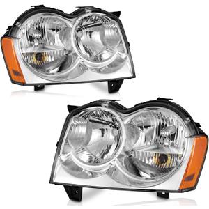 WEELMOTO Headlight for 2005 2006 2007 Jeep Grand Cherokee 4Dr, Headlights Assemblies Compatible with 05 06 07 Jeep Grand Assembly Pair wiring harness included