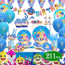 Shark Baby Party Supplies theme Set 211Pcs – Habbipet Sharks Ocean Themed Birthday Parties Decorations Includes Disposable Tableware Kit - Serves 16 Guest (Pack of 2)