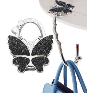 Butterfly Purse Hook for Table Foldable Handbag Hanger Folding Bag Holder Black