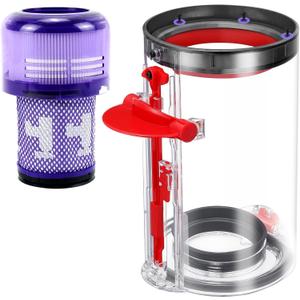 Upgraded Dust Bin Replacement Compatible With Dyson V11 V15 ONLY Fit SV14 SV15 SV22,1 Canister Bin for Part no.970050-01 and Part no.965443-01 with 1 HEPA Filter NOT for V10 V8 V7