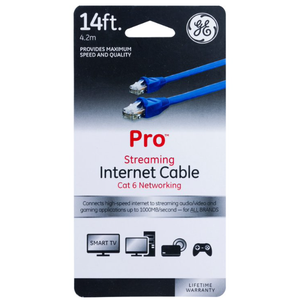 GE Pro 14ft Cat6 Ethernet Internet Cable, Blue