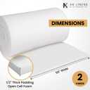 AK Trading CO. 1/2 Thick Open Cell Upholstery Foam Padding 56 Wide By The Yard Soft, High-Quality Upholstery, Crafts & DIY Projects Foam
